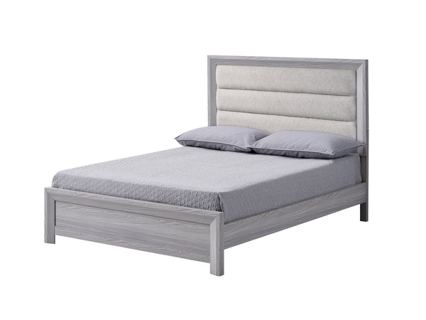 English Elm 1pc Full Panel Bed with Plush Channel Tufted Headboard, Neutral Finish, Contemporary Frame, Simple Assembly Driftwood,Gray 59.8 L x 35 W x 6.1 H B2741S00207