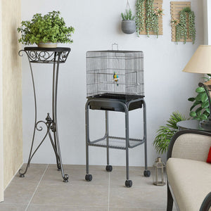 English Elm Pawhut Powder Coated Steel Bird Cage with Rolling Stand and Built in Storage Basket W2225P229300
