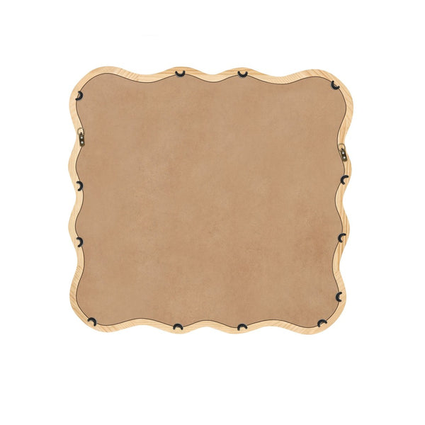 English Elm Solid Wood Wavy Square Mirror – 36" Modern Wall Decor For Bedrooms, Bathrooms, And Living Rooms W1445P189618-GIGA