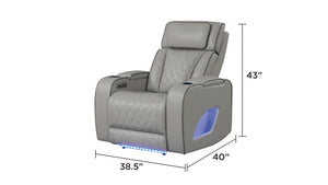 English Elm Fortuner Upholstery Recliner Chair - Modern Wood Frame With Massage, Usb Ports & Led Lighting - Gray B009P287714