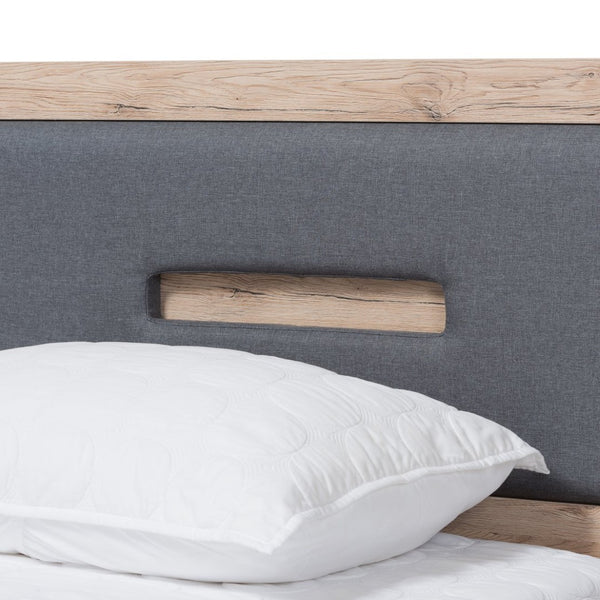 Baxton Studio Baxton Studio Pandora Twin Size Platform Bed with 2-Drawer Storage in Modern Dark Grey & Light Brown BR990051-Dark Grey/White Oak-Twin