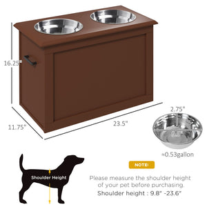 English Elm Pawhut Elevated Pet Feeding Station With Storage & Removable Stainless Steel Bowls For Large Dogs W2225P173803-GIGA