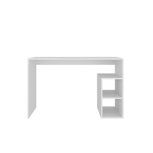 English Elm Solid Freestanding Writing Desk with Three Open Shelves for Modern Home Office Study White B070P487576