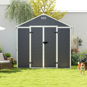 English Elm Campcraft 8x8 Ft Resin Storage Shed Thick Pp Panels Lockable Door Uv Resistant Outdoor W1598S00024