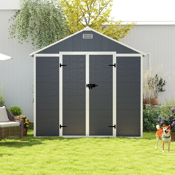 English Elm Campcraft 8x8 Ft Resin Storage Shed Thick Pp Panels Lockable Door Uv Resistant Outdoor W1598S00024