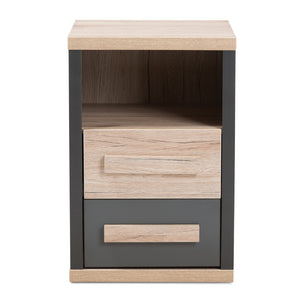 Baxton Studio Baxton Studio Pandora Modern Two-Tone Nightstand in Dark Grey & Light Oak – Stylish Storage Solution BR990054-Dark Grey/White Oak-NS