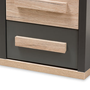 Baxton Studio Baxton Studio Pandora Modern Two-Tone Nightstand in Dark Grey & Light Oak – Stylish Storage Solution BR990054-Dark Grey/White Oak-NS