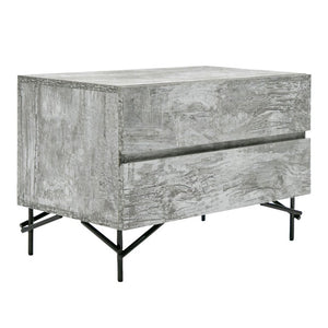 VIG Furniture Aria Italian Modern Nightstand In Tiger Wood Matte Grey With Textured Laminate & Black Metal Legs VGAC-ARIA-NS