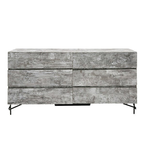VIG Furniture Aria Italian Modern Dresser In Tiger Wood Matt Grey — Textured Laminate, Black Metal Legs, Durable Craftsmanship VGAC-ARIA-DRESSER
