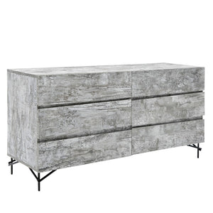 VIG Furniture Aria Italian Modern Dresser In Tiger Wood Matt Grey — Textured Laminate, Black Metal Legs, Durable Craftsmanship VGAC-ARIA-DRESSER