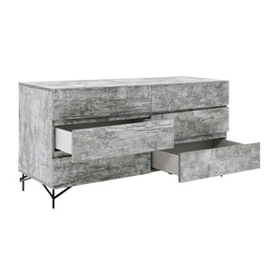 VIG Furniture Aria Italian Modern Dresser In Tiger Wood Matt Grey — Textured Laminate, Black Metal Legs, Durable Craftsmanship VGAC-ARIA-DRESSER