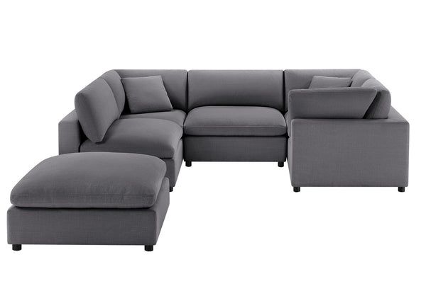 English Elm Cassandra 6-Piece Modular Sectional - Versatile Charcoal Sofa For Family Comfort & Stylish Living B050S00010