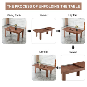 English Elm Extendable Drop Leaf Dining Table Walnut Finish Solid Wood Legs Modern Design W3875P402469