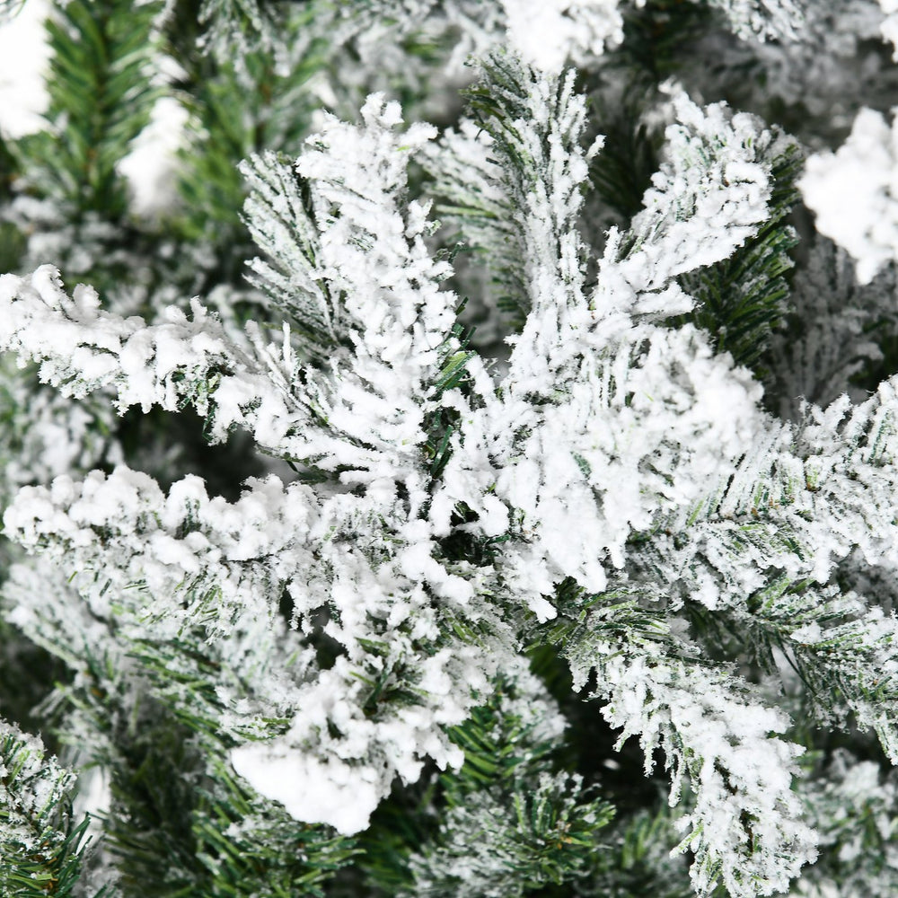 English Elm Homcom 9' Snow Flocked Pine Artificial Christmas Tree - Realistic, Easy Setup & Customizable Decor W2225P229663