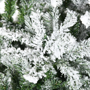 English Elm Homcom 9' Snow Flocked Pine Artificial Christmas Tree - Realistic, Easy Setup & Customizable Decor W2225P229663