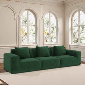 English Elm 118-Inch Modular Sofa Bed - Versatile Green Corduroy Cloud Velvet For Stylish Comfort & Functionality W3147S00029