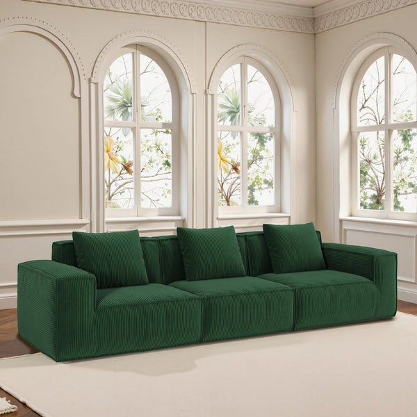 English Elm 118-Inch Modular Sofa Bed - Versatile Green Corduroy Cloud Velvet For Stylish Comfort & Functionality W3147S00029