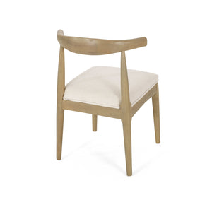 English Elm Christopher Knight Home® - DINING Chair Set of 2 Mid-Century Upholstered Rubberwood Dining Chairs with Tapered Legs and Open Backrest Beige N771P266173M