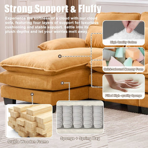 English Elm United U-Shaped Cloud Couch - 110" Chenille Sectional Sofa With Memory Foam & Double Chaise Comfort W1568S00213-GIGA