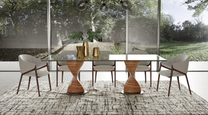 VIG Furniture Cleveland Sculptural Walnut Double-Pedestal Dining Table With Tempered Glass Top, Seats 6–8 Guests VGCS-DT-16152