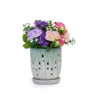 English Elm Set Of 2 Modern Ceramic Flowerpots With Drainage Holes - Stylish Planters For Indoor & Outdoor Use W3273P322553-GIGA