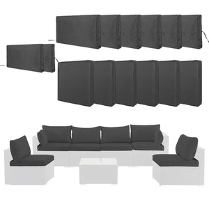 English Elm Cushion Covers 14Pc Set for 7-Piece Wicker Sectional Sofa Outdoor Slipcovers with Zippers Non-Slip Protection Grey W419P295492