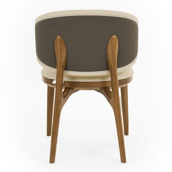 VIG Furniture Chance Walnut-Finish Dining Chair With Two-Tone Cream & Brown Leatherette, Solid Wood, Cushioned Seat VGCS-CH21045-DC