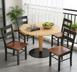 English Elm Wood Windsor Spindle Back Dining Chair Set of Four Solid Rubberwood Farmhouse Matte Black T3971P429713