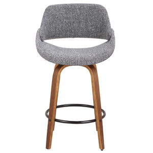 English Elm Fixed-height Swivel Counterstools with Bentwood Frame and Upholstered Seat Set of 3 B202S02015