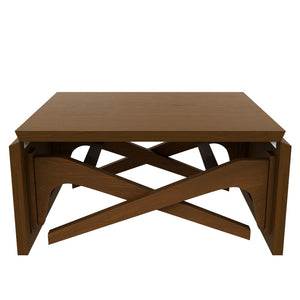 English Elm Transformer Solid Wood Convertible Table Adjustable Height Expandable Top for Small Spaces Walnut N735P406282D