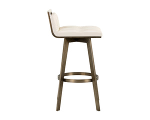 Sunpan Arizona Swivel Barstool - Stylish Art Deco Design with Antique Brass Finish and 360-Degree Comfort Castillo Cream