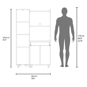 English Elm Cope Melamine Kitchen Pantry Cabinet with Two Doors and Drawer for Compact Storage B128P485389