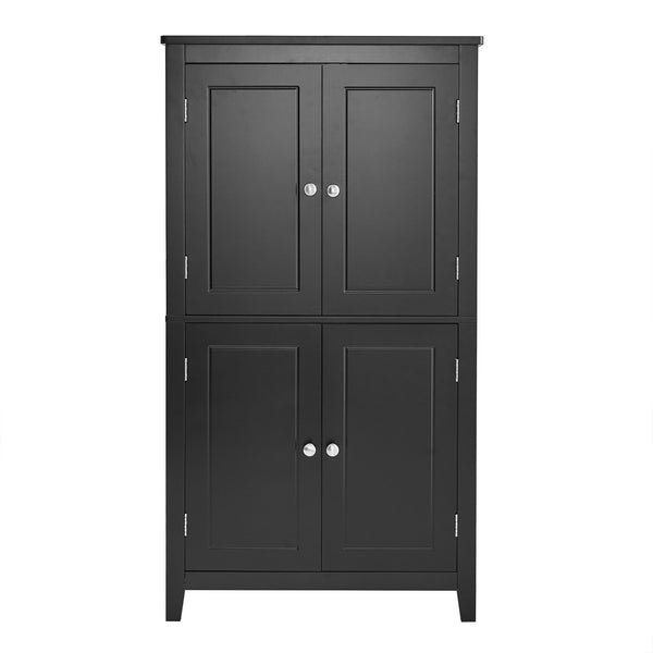 English Elm Elegant Bathroom Floor Storage Cabinet with 4 Doors, Adjustable Shelves, Anti-Tip Design, 28"L x 15"W Black N725P188461B