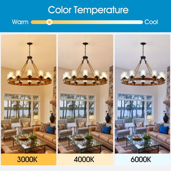English Elm 12-light Wagon Wheel Chandelier Solid Wood Frame Seeded Glass Farmhouse Pendant W5008P390674