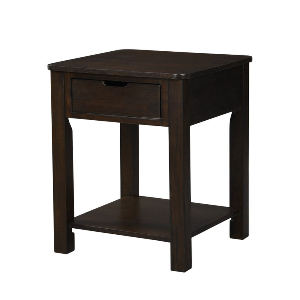 English Elm Fiorenza Dark Brown Mdf End Table with Drawer and Open Shelf for Living Room B2749P413272