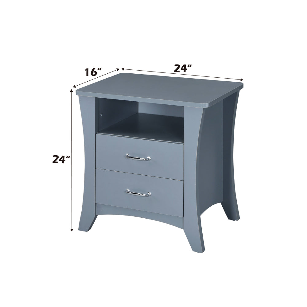 English Elm Colt Gray Finish Accent Table with 2 Drawers & Open Shelf, Tapered Legs, Wooden Case-Frame, 40lb Top B2726P272978