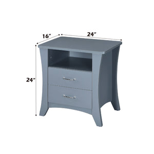 English Elm Colt Gray Finish Accent Table with 2 Drawers & Open Shelf, Tapered Legs, Wooden Case-Frame, 40lb Top B2726P272978