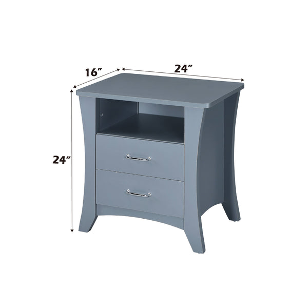 English Elm Colt Gray Finish Accent Table with 2 Drawers & Open Shelf, Tapered Legs, Wooden Case-Frame, 40lb Top B2726P272978