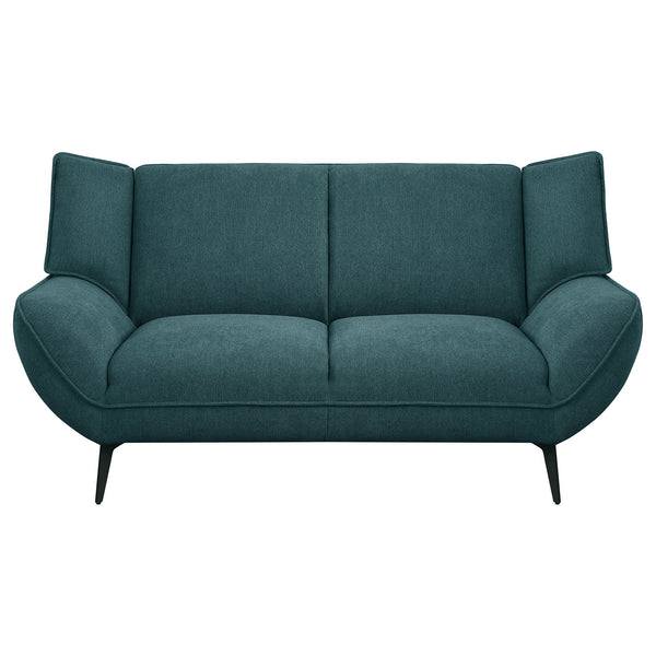 English Elm Logan Teal Blue Flared Arm Loveseat with Wingback Silhouette, Plush Foam Cushioning for Lounging B062P358466