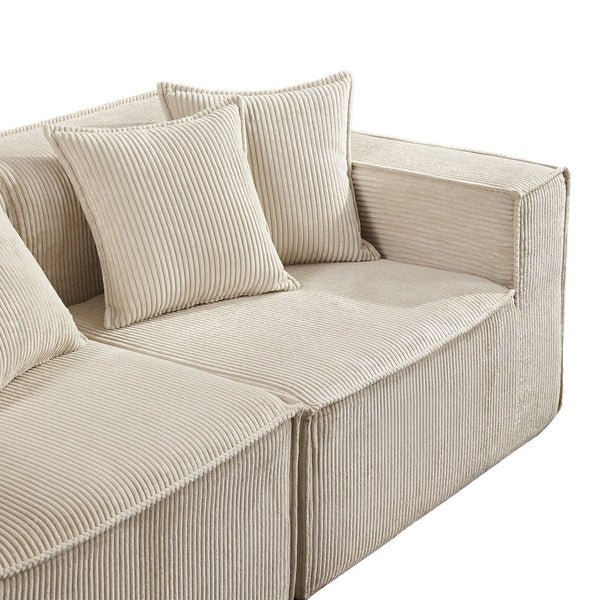 English Elm 78.74" Modular Sectional Sofa with Corduroy Upholstery, High-Density Foam Comfort, Modern Compact Couch W1036S00061