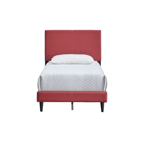 English Elm Baron Full Bed Frame with Faux Leather Upholstery, Slat Support, Adjustable Headboard Height, Fits 7–13" Red 26.37 L x 45.47 W x 7.48 H B078P380175