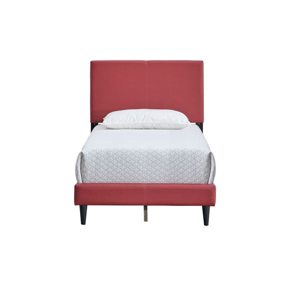 English Elm Baron Full Bed Frame with Faux Leather Upholstery, Slat Support, Adjustable Headboard Height, Fits 7–13" Red 26.37 L x 45.47 W x 7.48 H B078P380175