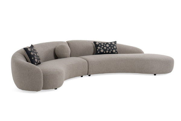 VIG Furniture Allis Luxe Curved Grey & Black Sectional Sofa — Seats 6, Foam Comfort, Durable Fabric, Glam Accent Pillows VGOD-ZW-21032-GRY-SECT