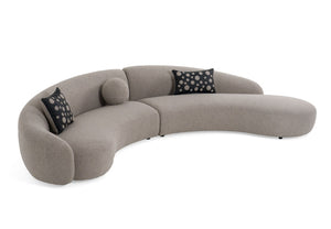VIG Furniture Allis Luxe Curved Grey & Black Sectional Sofa — Seats 6, Foam Comfort, Durable Fabric, Glam Accent Pillows VGOD-ZW-21032-GRY-SECT