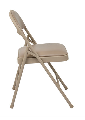 OSP Home Furnishings Folding Metal Chair with Padded Vinyl Seat for Events Home Gatherings and Easy Storage FF-23124V