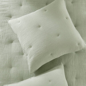 JLA Home Harbor House Blue - Cotton breathable muslin Euro sham with crinkled gauze and delicate embroidery for cozy layered style Sage HH11-1891