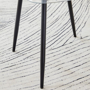 English Elm Table Set with Marble Glass Top Six Transparent Chairs for Modern Dining Spaces W1151S04633