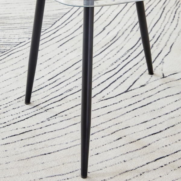 English Elm Table Set with Marble Glass Top Six Transparent Chairs for Modern Dining Spaces W1151S04633