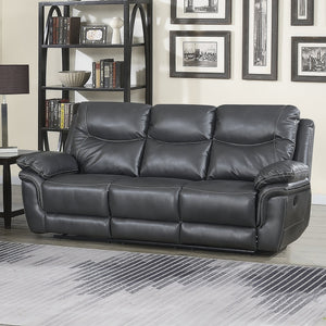 English Elm Steve Silver - Isabella Dark Gray Faux Leather Sofa & Loveseat Set with Manual Recline, Lift-Top Console Comfort B081S00170