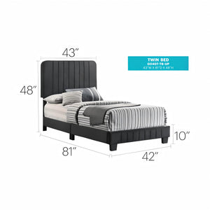 English Elm Contemporary Velvet Full Bed with Durable Frame, Lively Finish and Modern Lines for Stylish Bedrooms Black 28.5 L x 44.5 W x 5 H B078107885